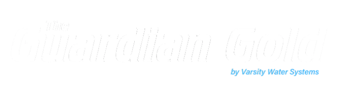 the guardian gold by varsity water systems text logo