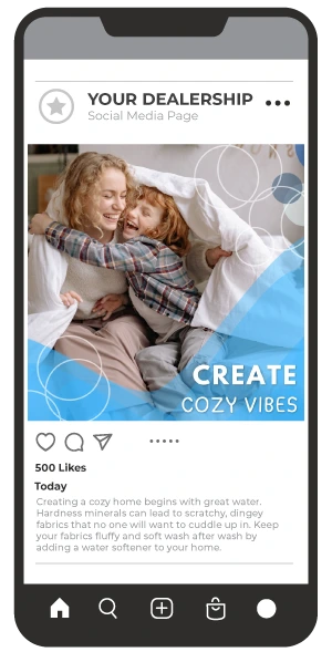 mobile phone with water treatment social media post