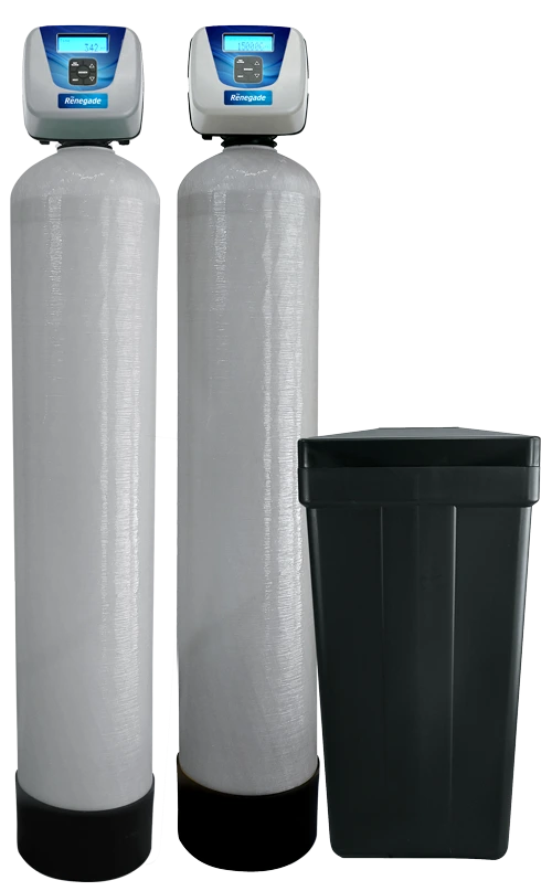 A group of two custom water treatment systems